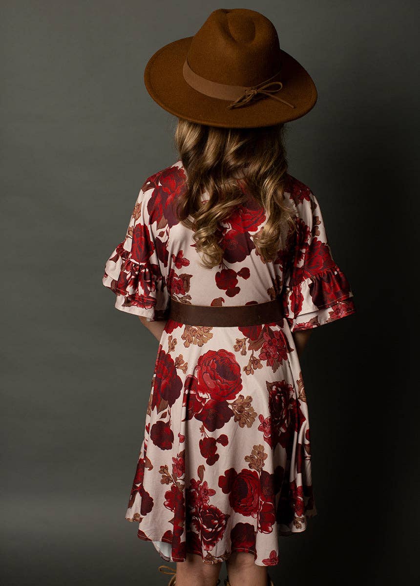 Kid's Emilia Dress in Blush Rose