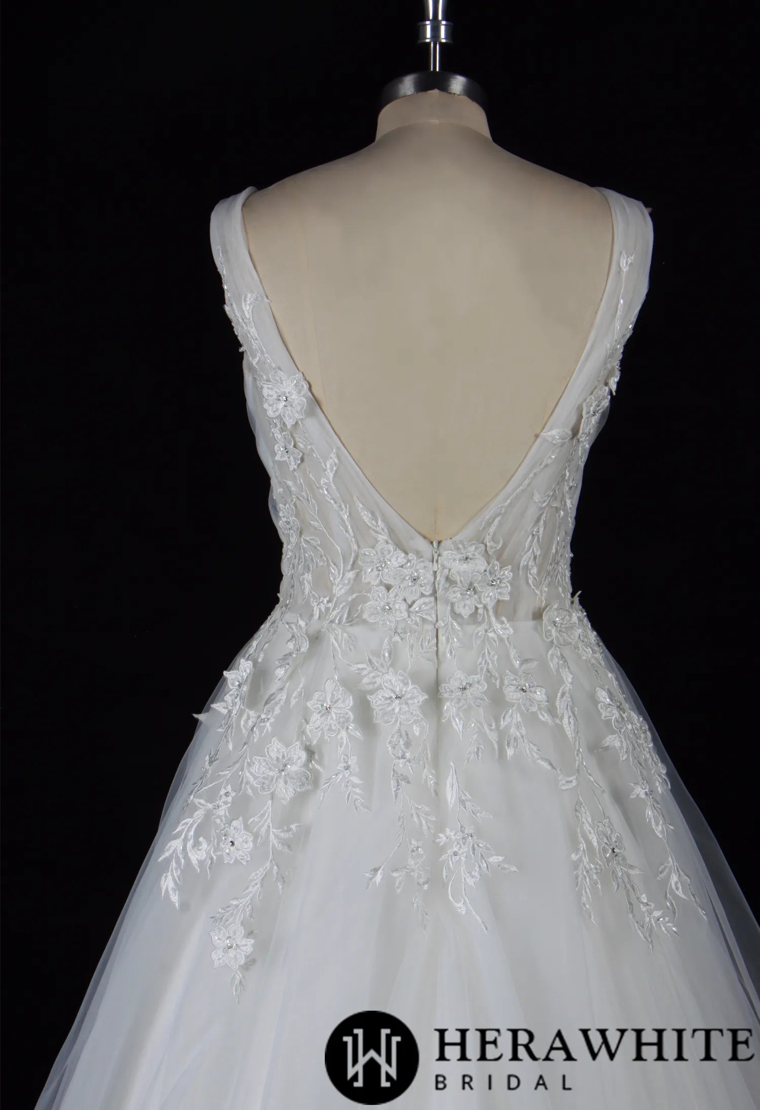 Romantic Beaded Floral Lace Wedding Dress