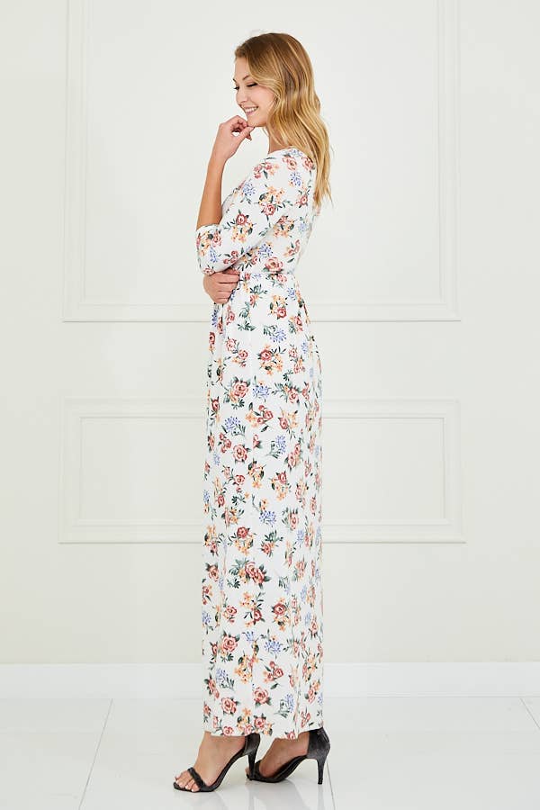 PLUS FLORAL MAXI DRESS - X213359D: 2X / BLUE