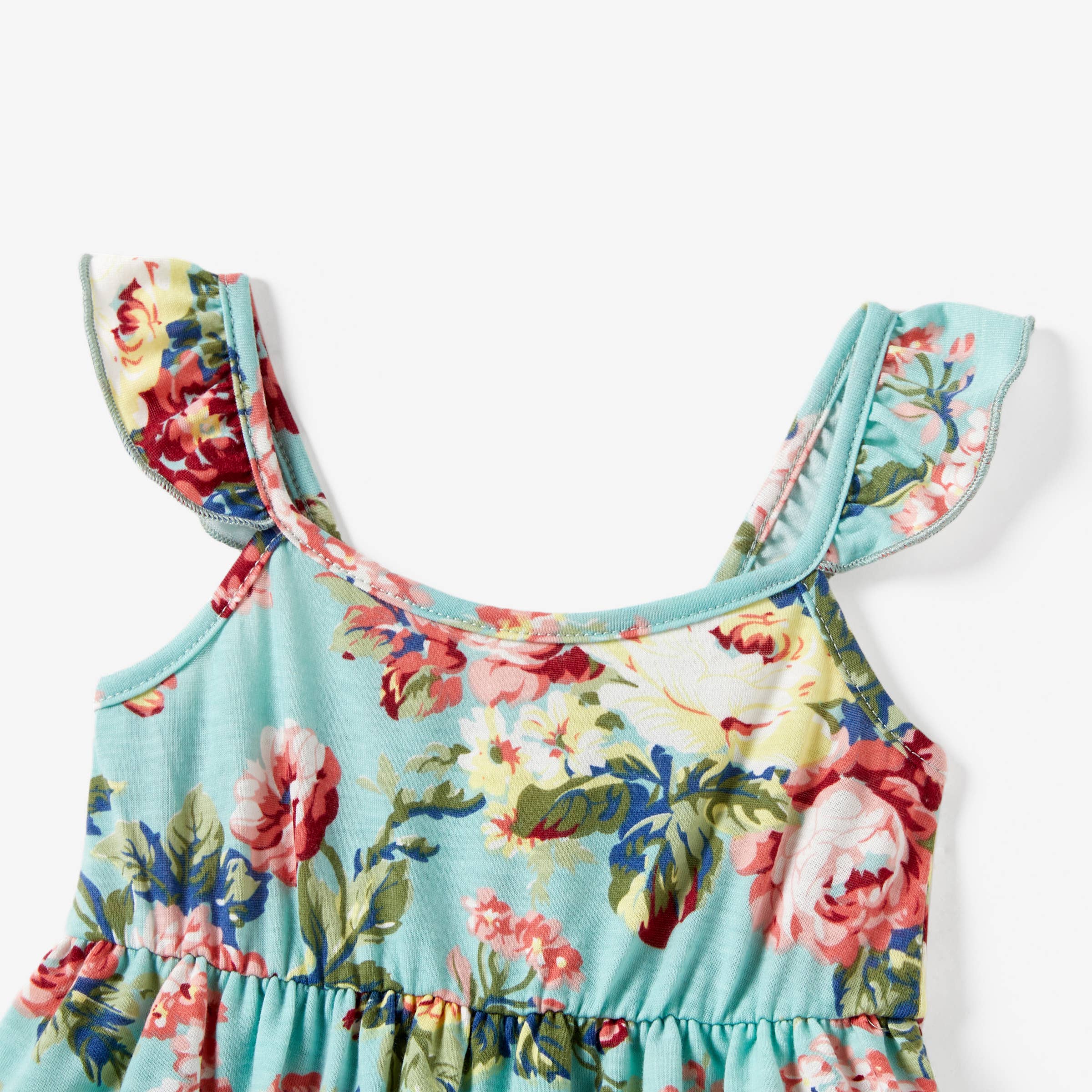 Mommy and Me Floral Elastic Waist Strap Maxi Dress