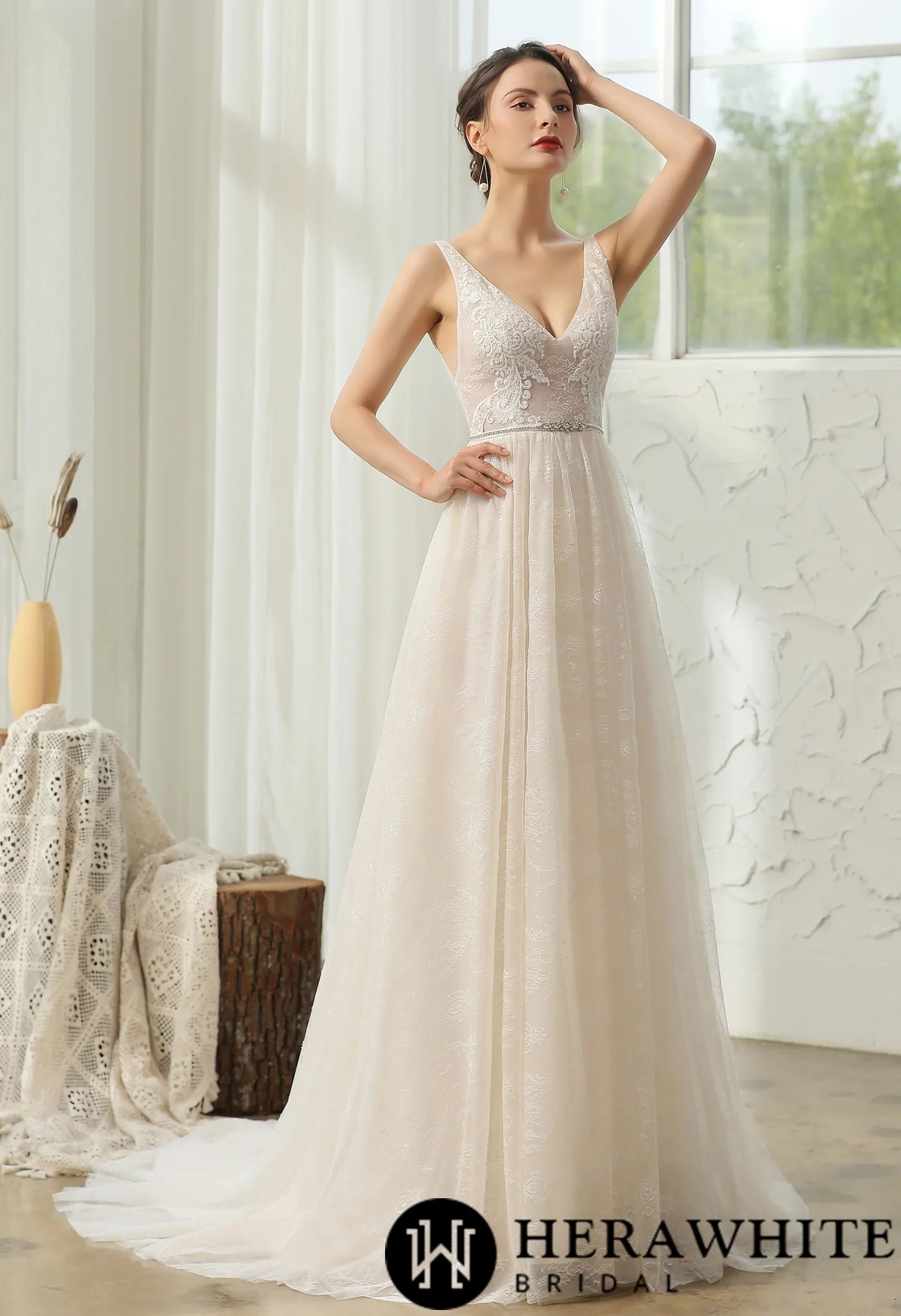 Lace Wedding Dress With Beaded Belt