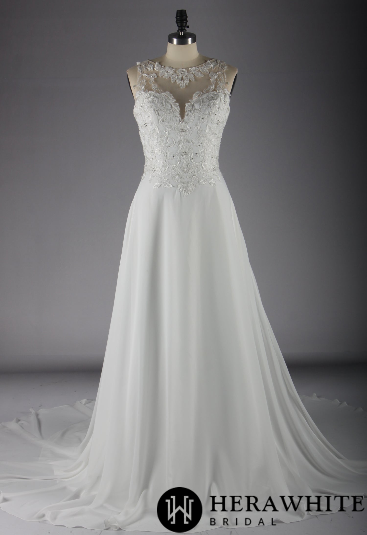 Embroidered And Lace On Net Detailed With Beading Wedding Dress