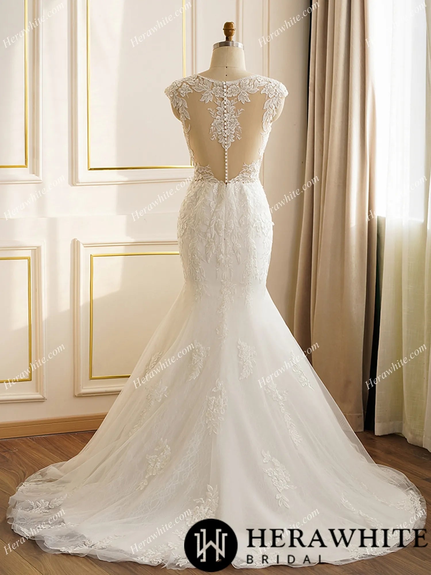 Fit and Flare &Trumpet Plunging Neckline Wedding Dress