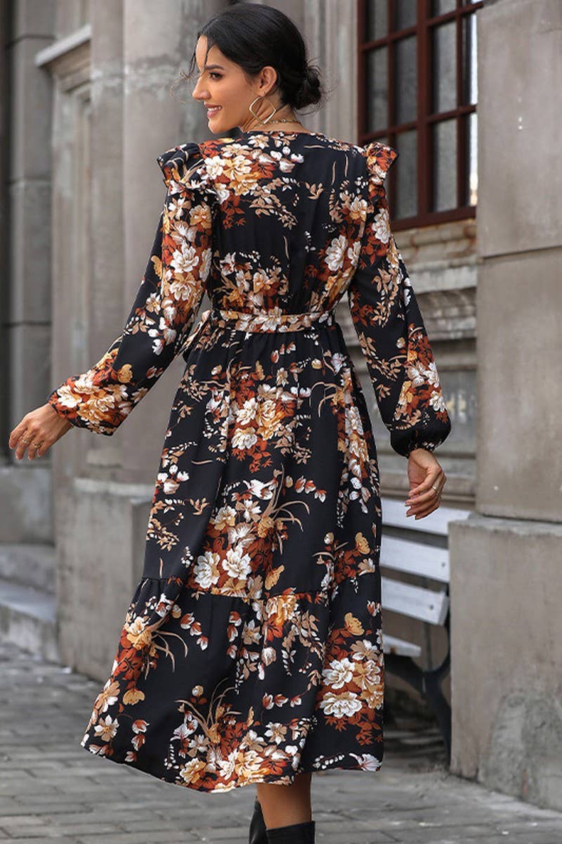 FASHION V NECK PRINTED DRESS_CWDMD0830