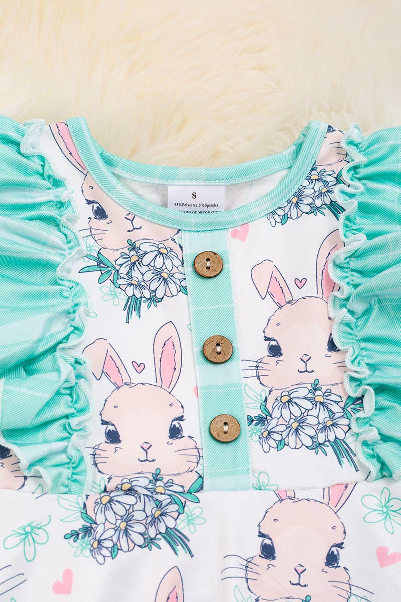 MINT EASTER BUNNY DRESS W/ RUFFLE HEM. DRG20134004 SOL: M