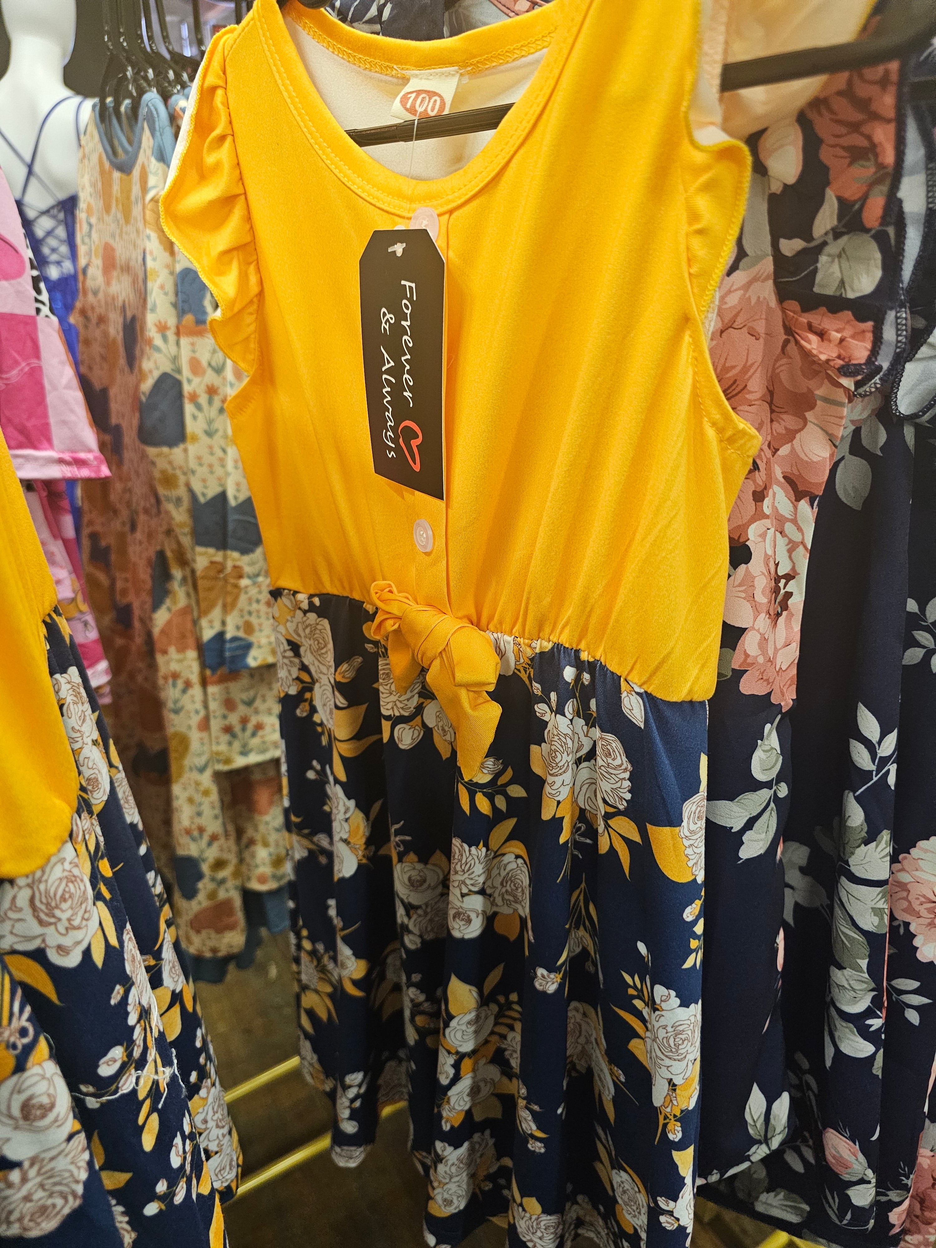 Yellow and blue kid dress