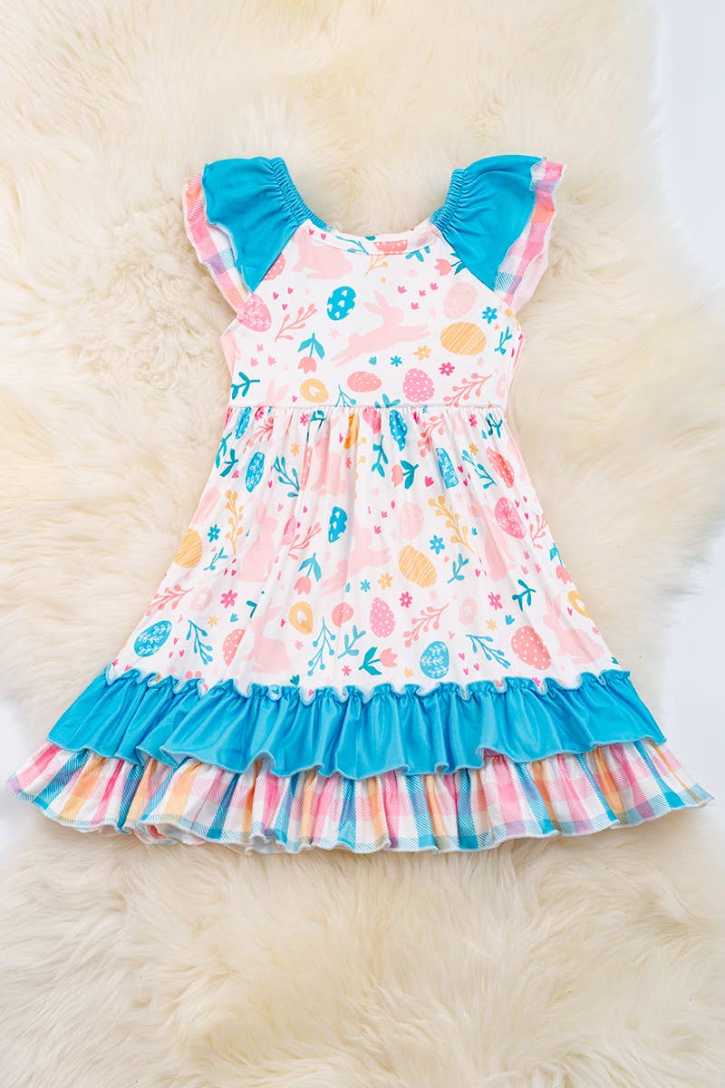 EASTER PRINTED DRESS W/TURQUOISE . DRG20114006 JEANN: 2XL