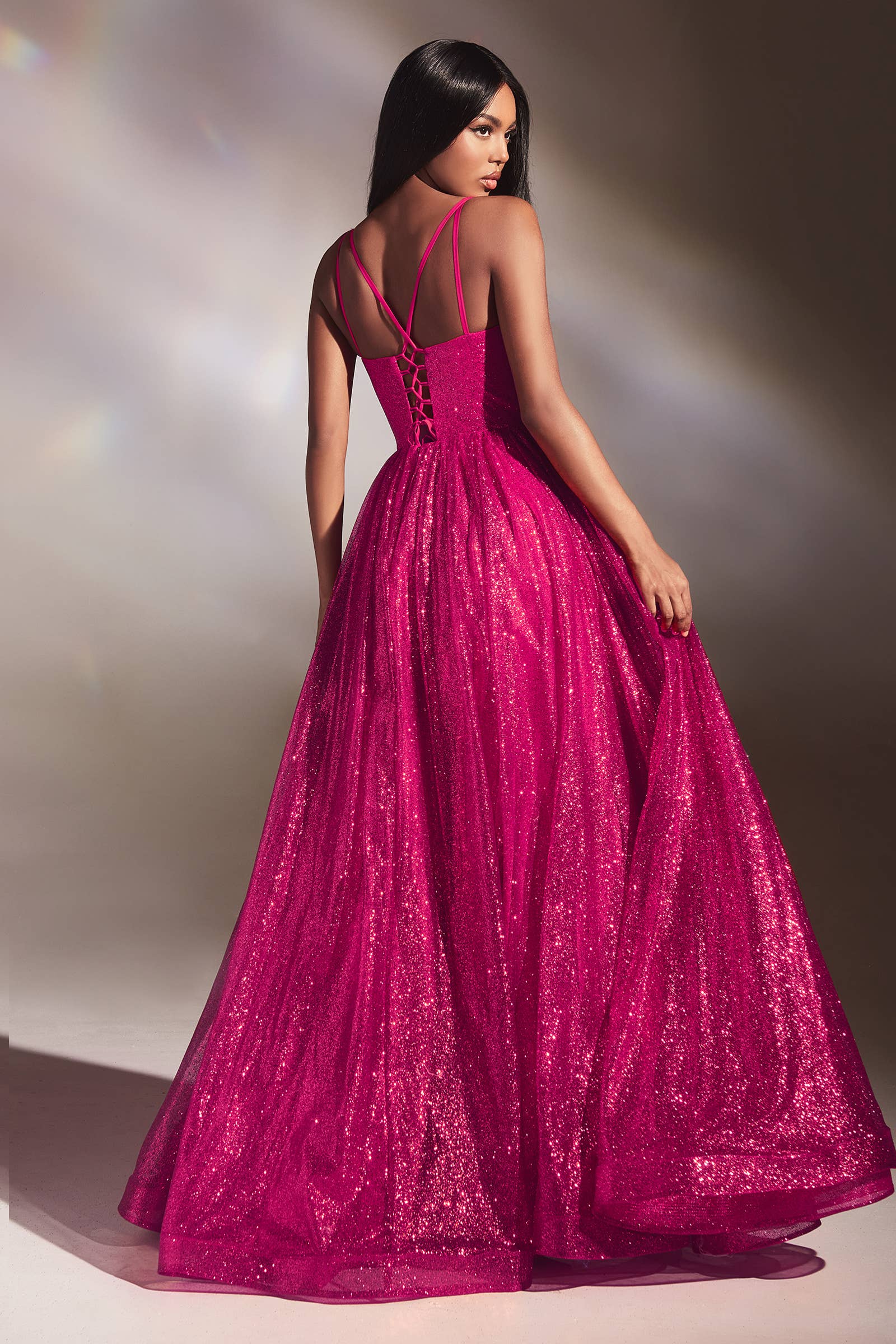 LAYERED GLITTER BALL GOWN