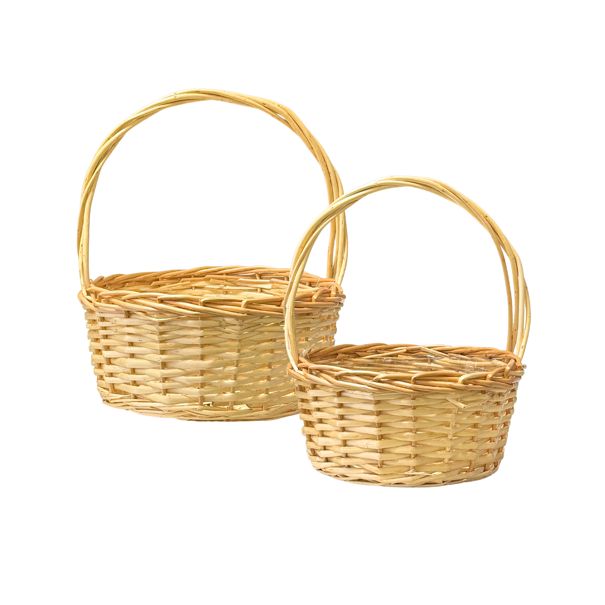 Medium Round Wood Basket with Handle