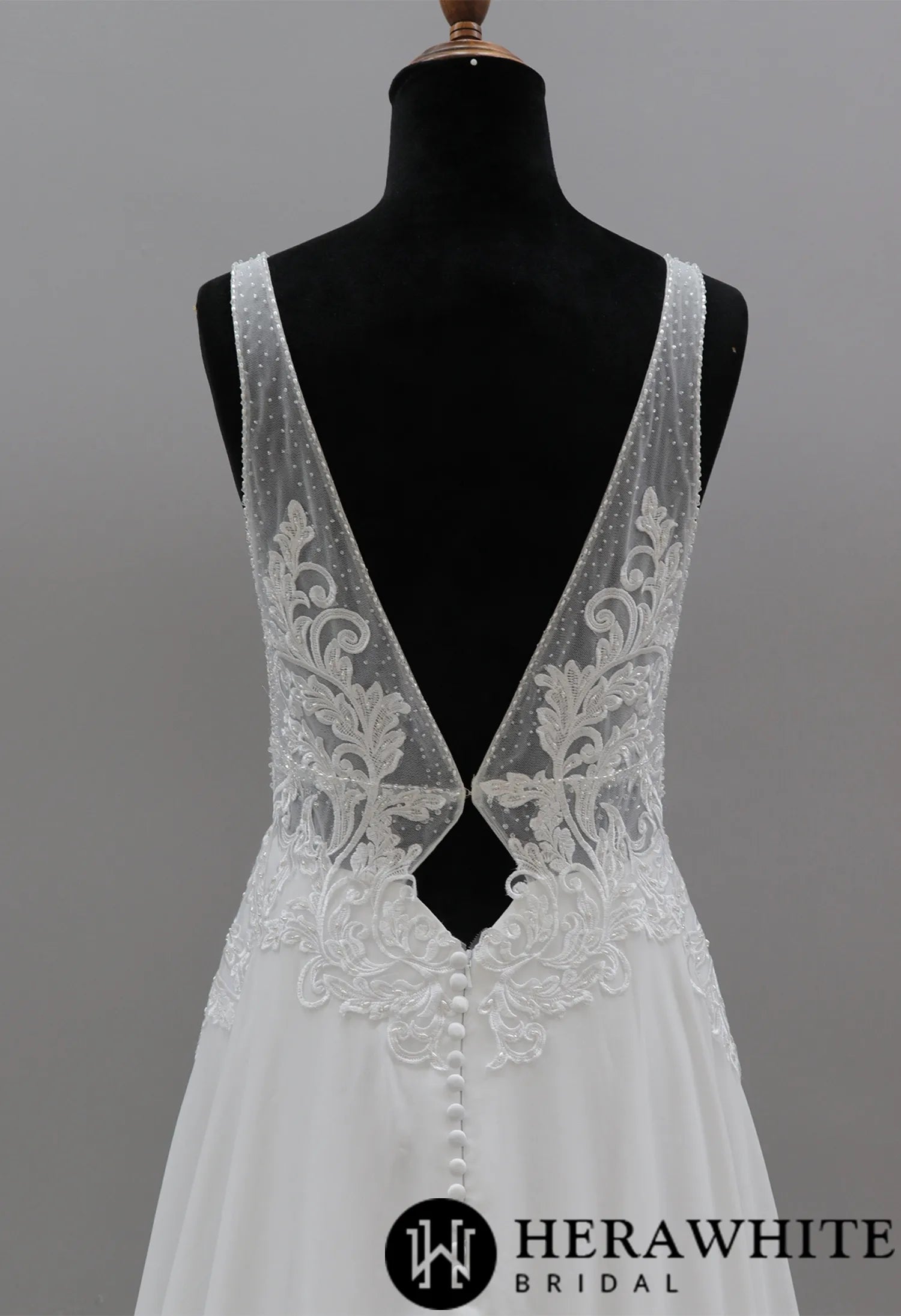 Modern A-line Wedding Dress with Floral Lace Bodice