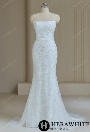 Elegant Sequined Wedding Dress With Detachable Train