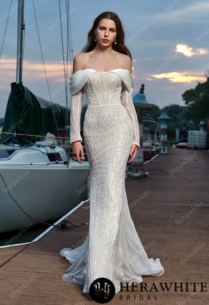 Sensual Sheath with Detachable Satin Overskirt Wedding Dress