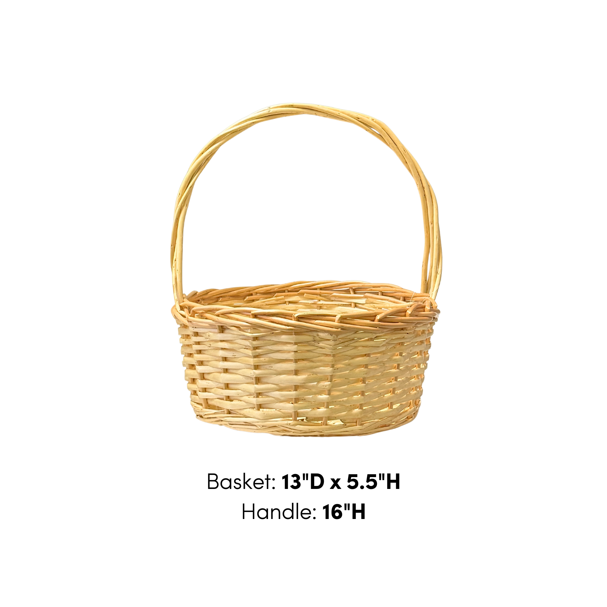 Medium Round Wood Basket with Handle
