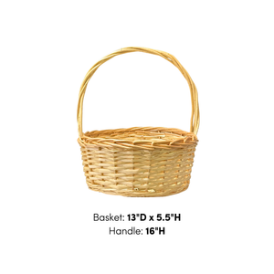 Medium Round Wood Basket with Handle