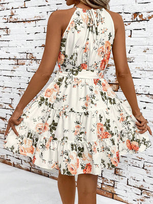 Lace Up Printed Camisole Dress
