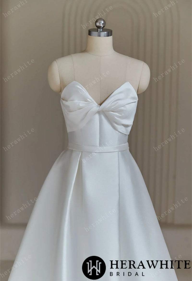 Unique A Line Mikado Sweetheart Wedding Dress with Ruching