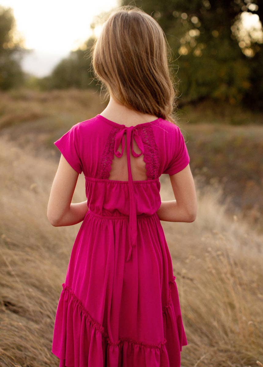 Kid's Adrianna Dress in Fuchsia