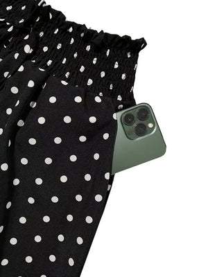 Polka Dot Printed Wide Leg Pants
