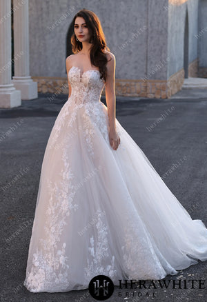 Timeless Romantic Wedding Dress With Detachable Long Sleeves HW3811