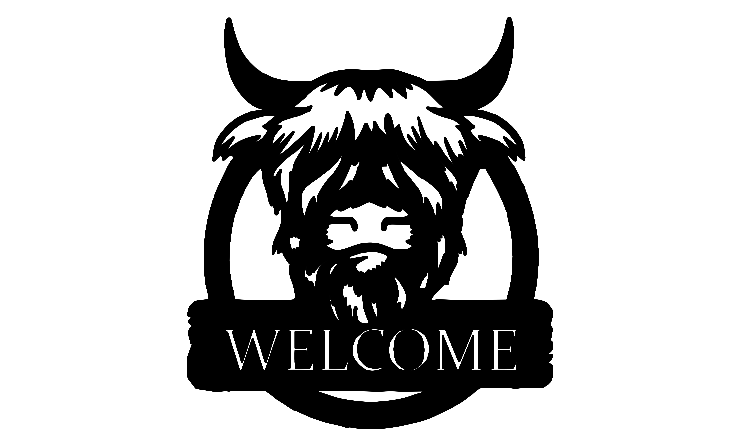 METAL Highland Cow welcome