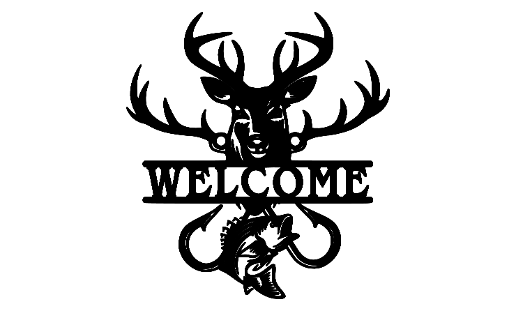 METAL DEER AND FISH WELCOME