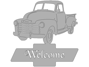 Metal 51 Chevy Truck welcome with bow tie