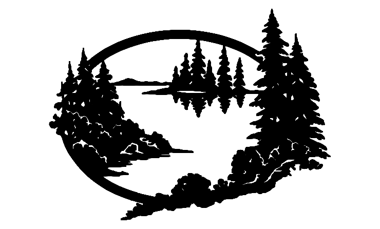METAL Mountain scene oval