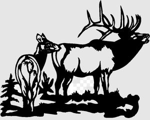 METAL  Elk bull and cow