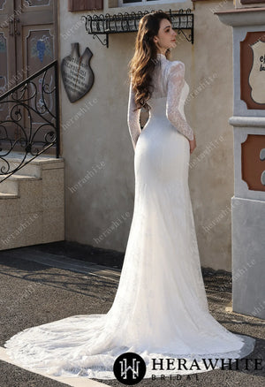 High Neck Lace Overcoat with Short Lined Bridal Ensemble HW3803-L