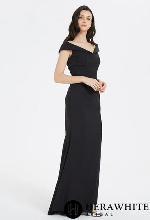 Classic Off The Shoulder Split Long Bridesmaid Dress