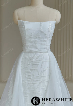 Elegant Sequined Wedding Dress With Detachable Train