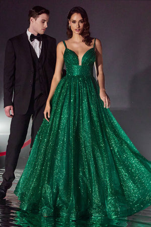 LAYERED GLITTER BALL GOWN