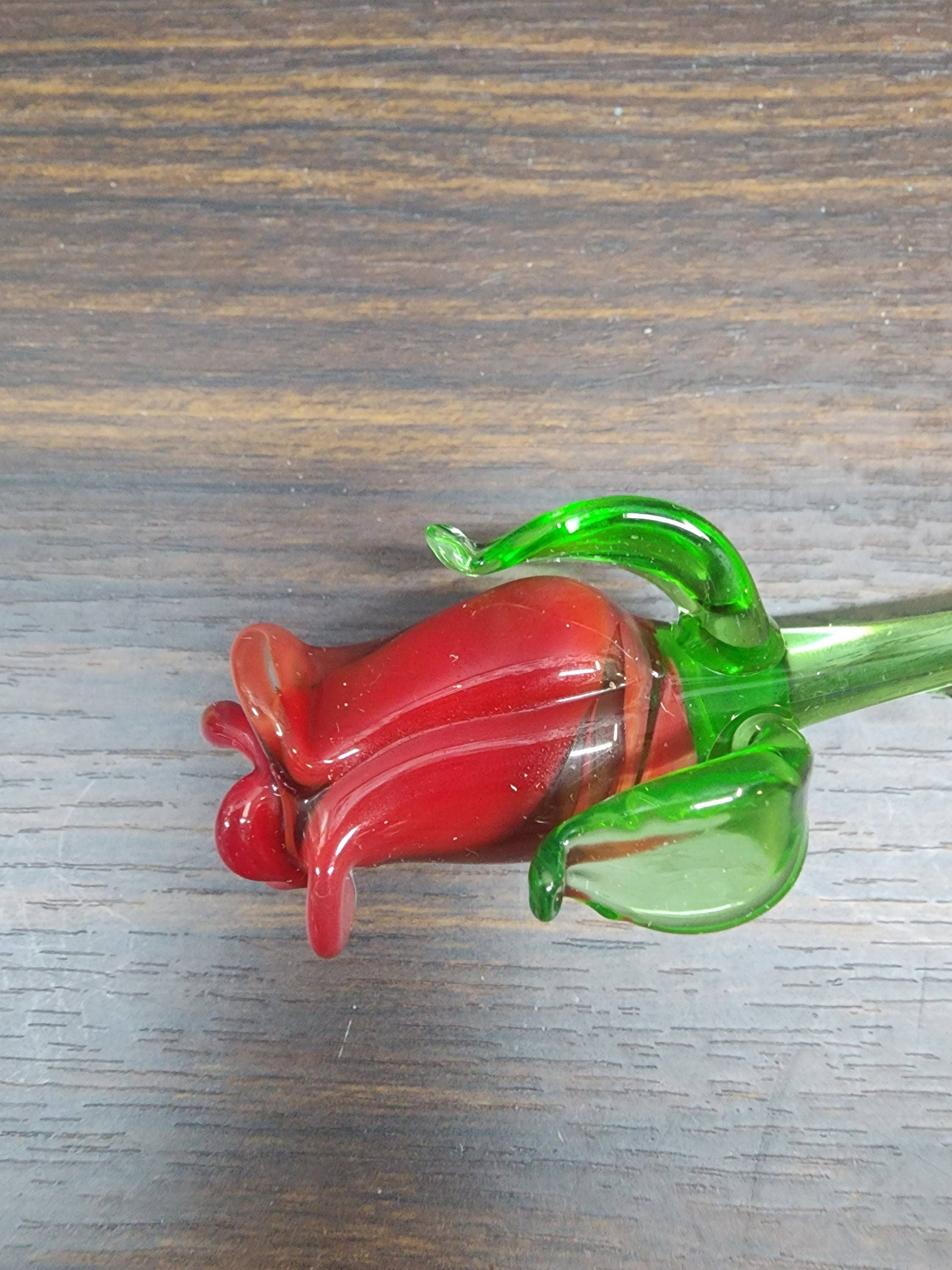 Red Glass Rose - Red Rose - Single Rose - Handmade Flower -