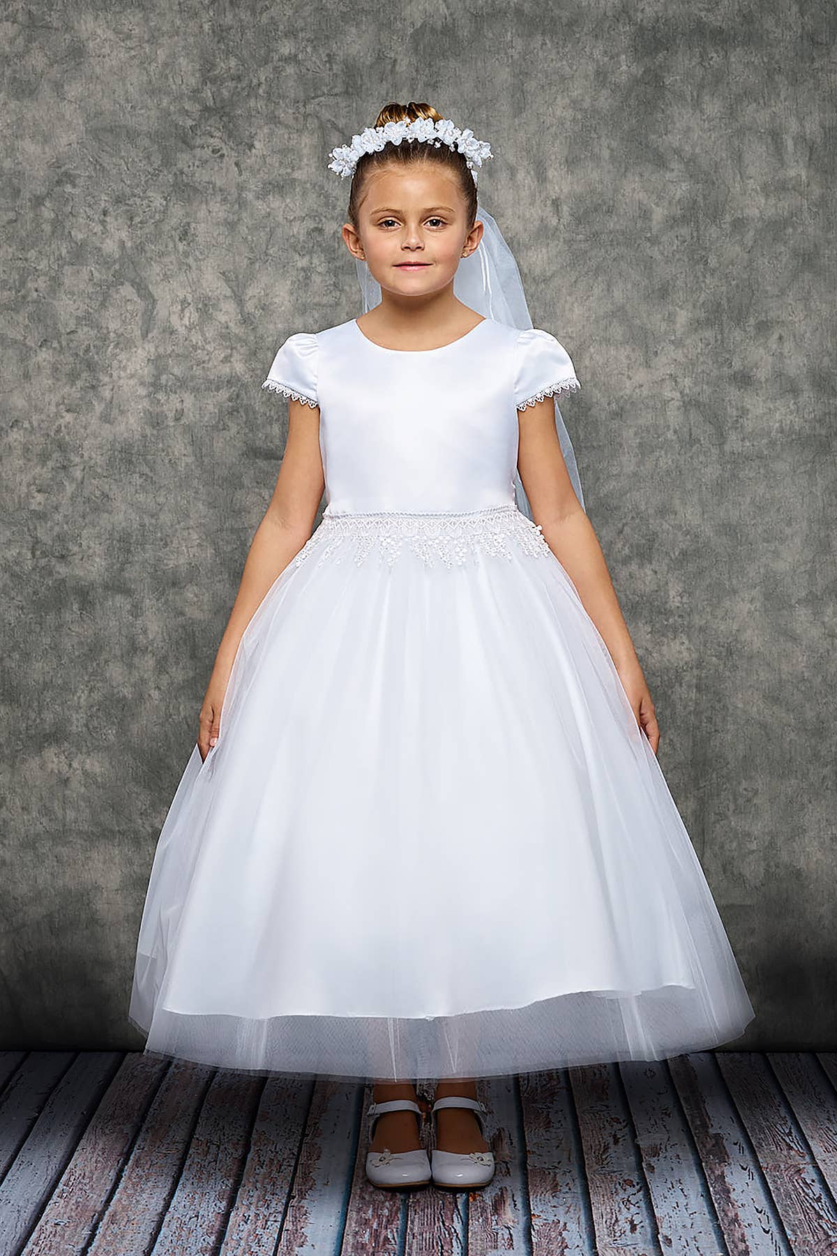 Chandelier Trim Communion Girls Dress with Plus Sizes