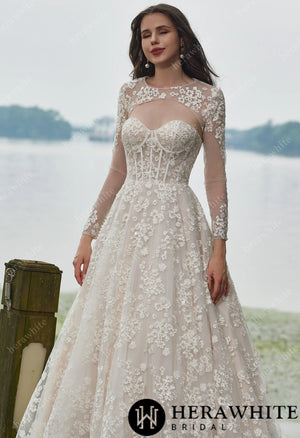 Lace Appliques Sleeveless And Fasion Corset Wedding Dress