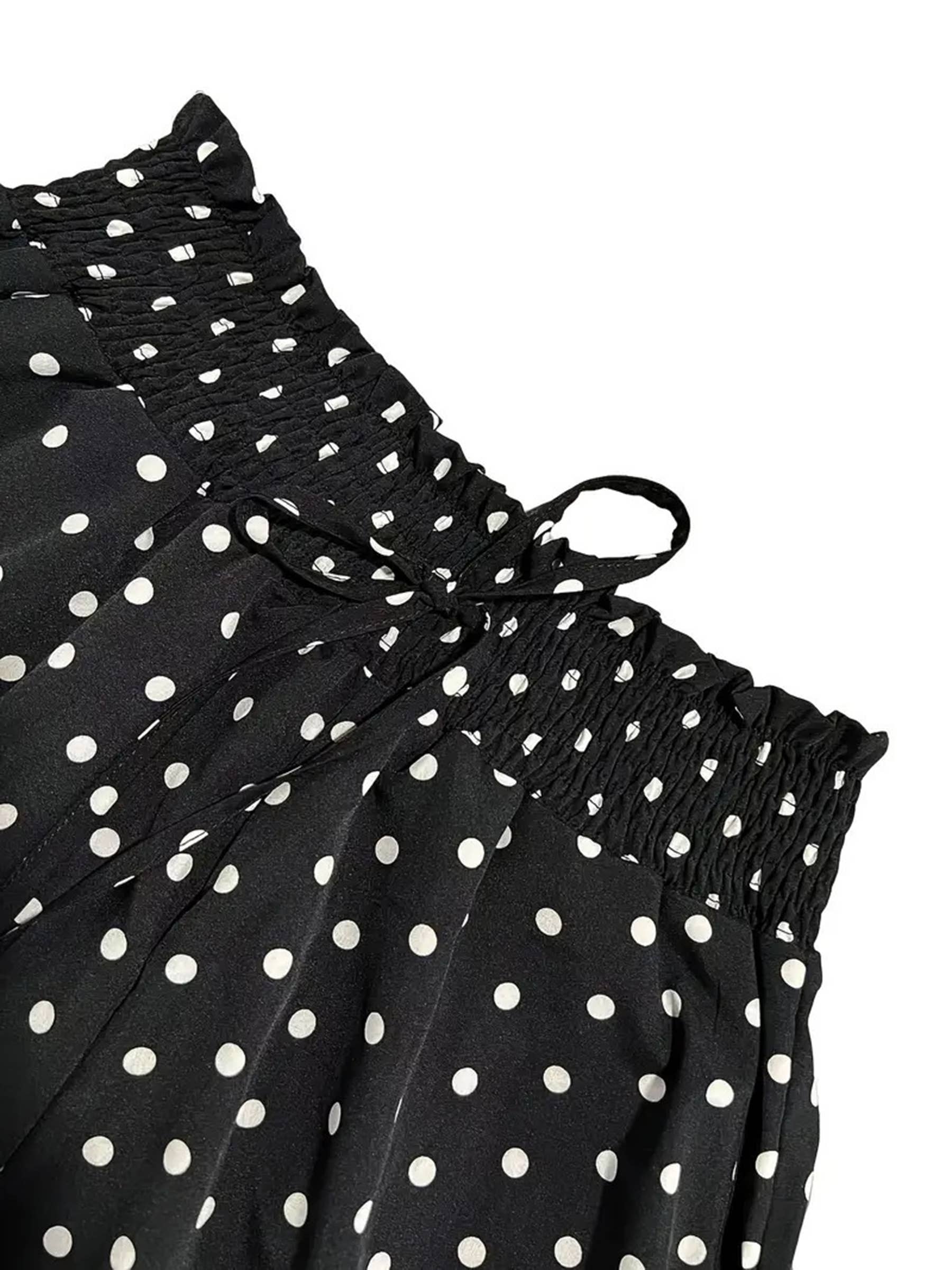 Polka Dot Printed Wide Leg Pants
