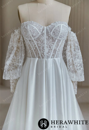 Illusion Lace Sweetheart Wedding Dress With Corset Back