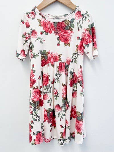 Kids floral dress: 4-5 / PEACH/RED