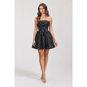 POLKA DOT CORSET A LINE MINI DRESS LACE UP BACK