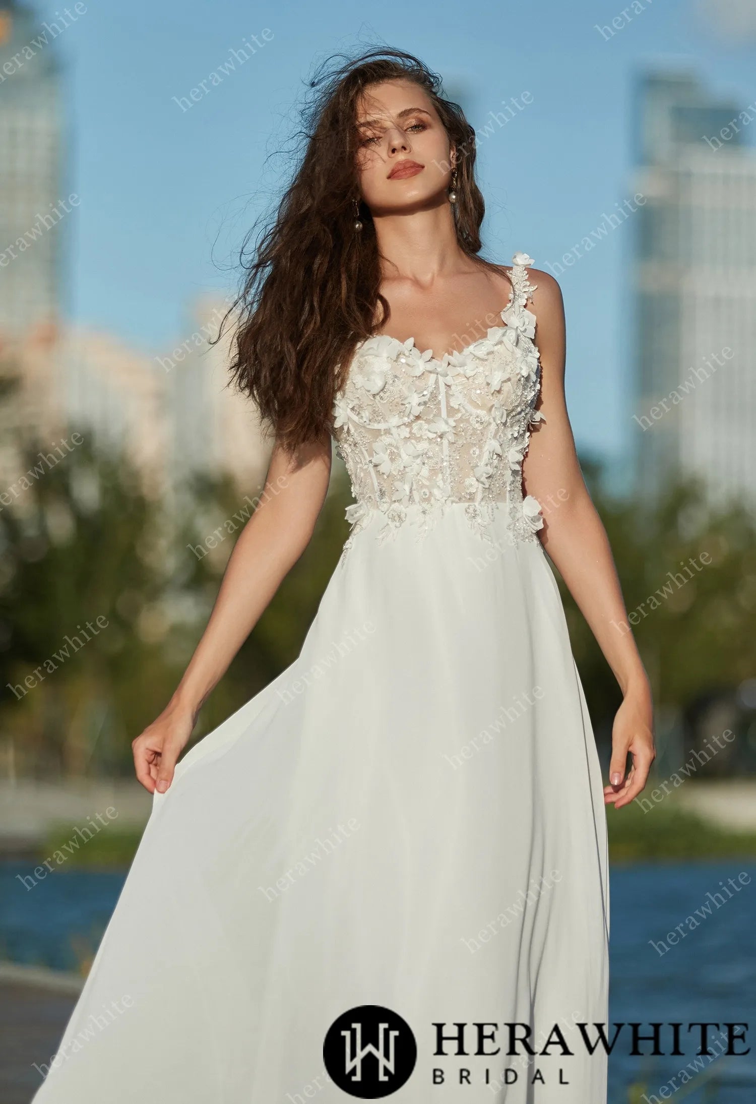 Sweetheart Neckline Wedding Dresses With 3D Flowers