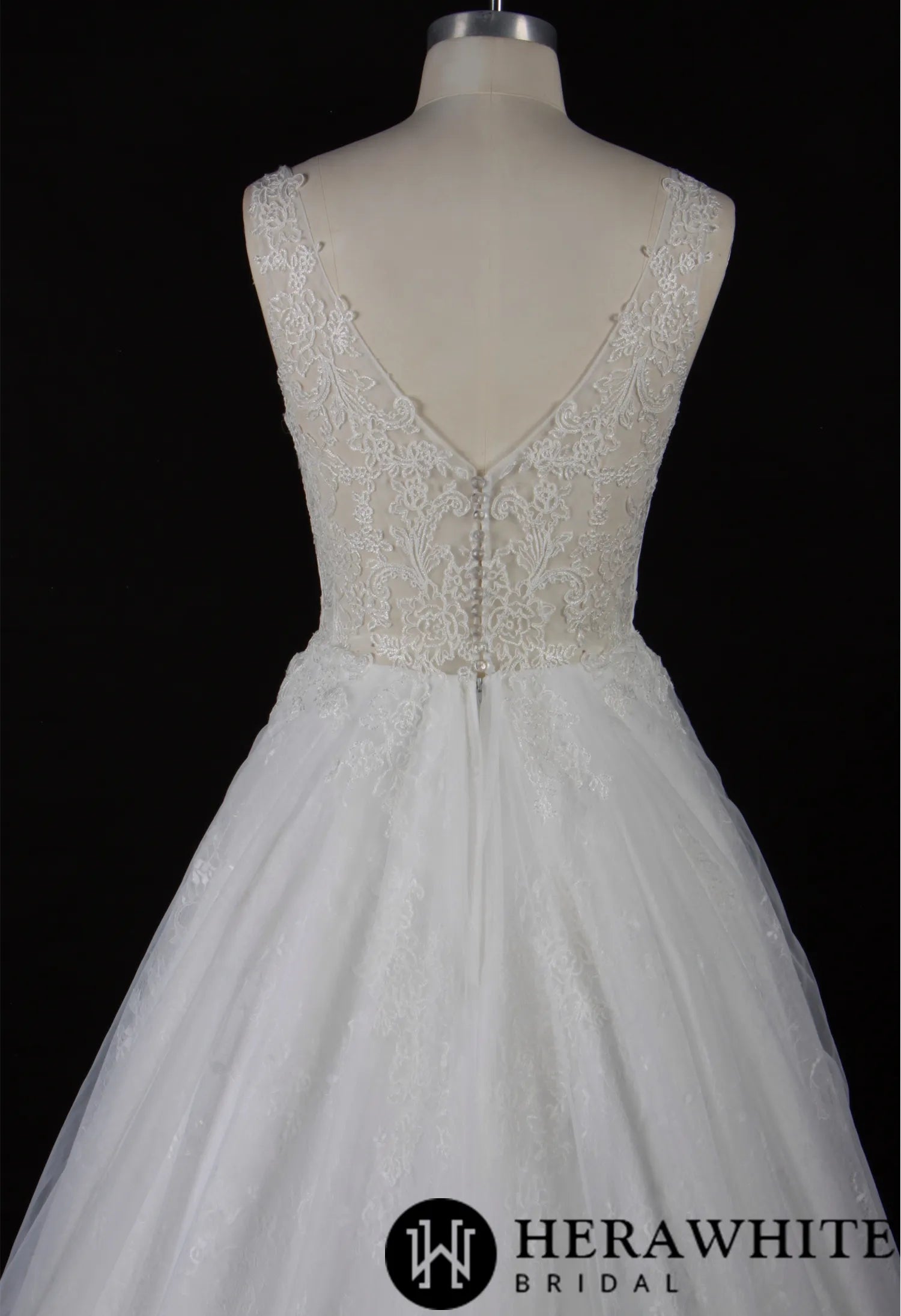 Illusion V Neckline Lace Bridal Gown With Beading Belt