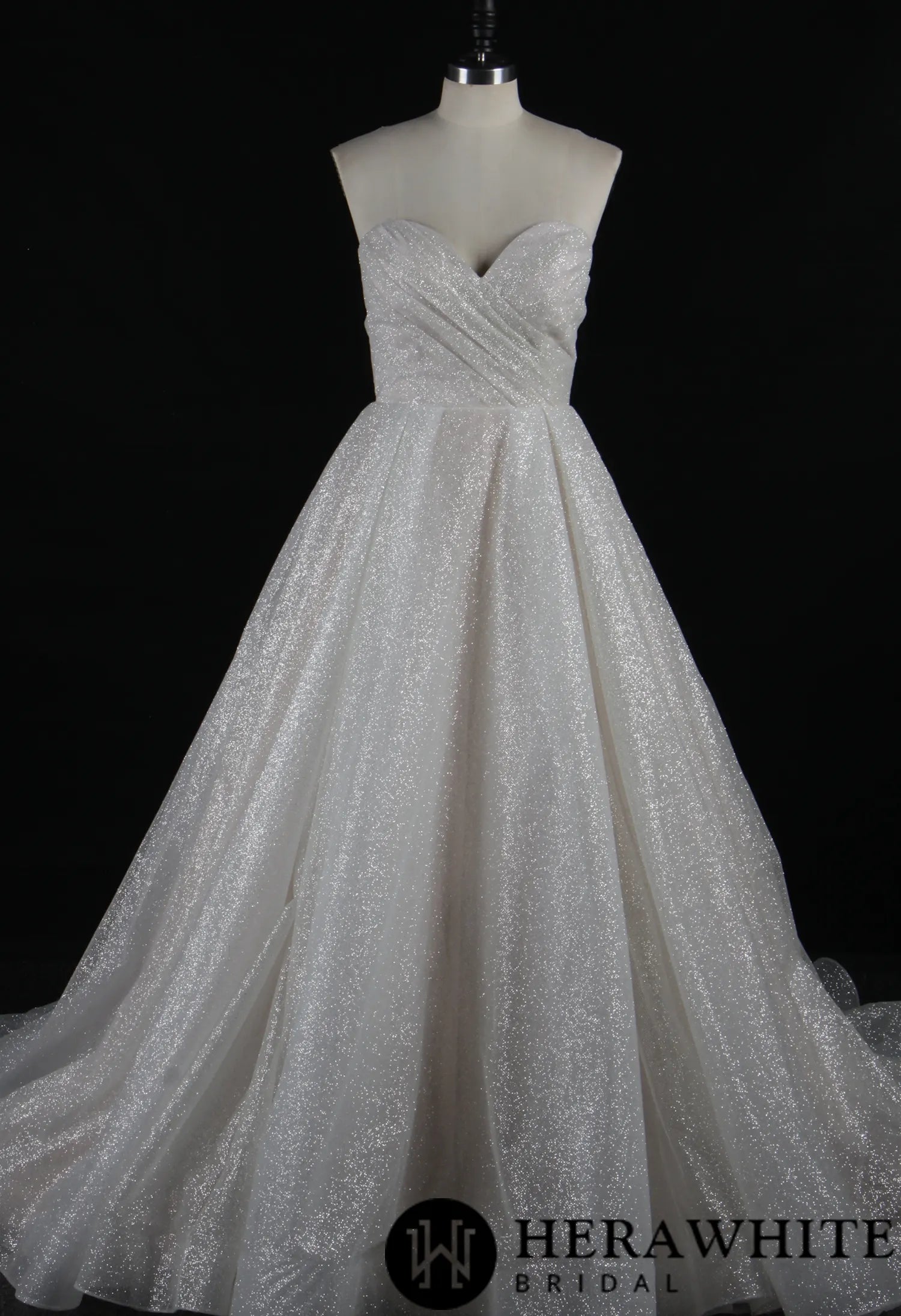 Glitter Strapless Sweetheart Pleated Wedding Ballgown