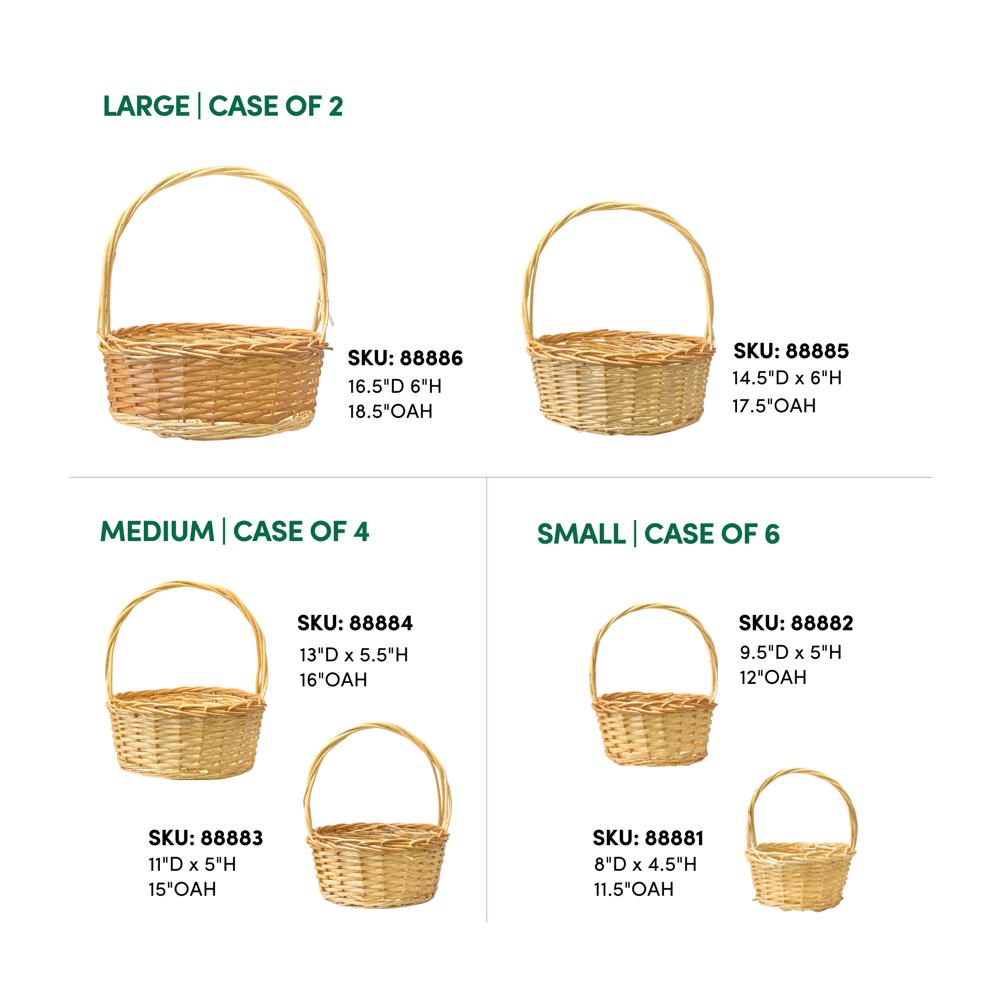Medium Round Wood Basket with Handle