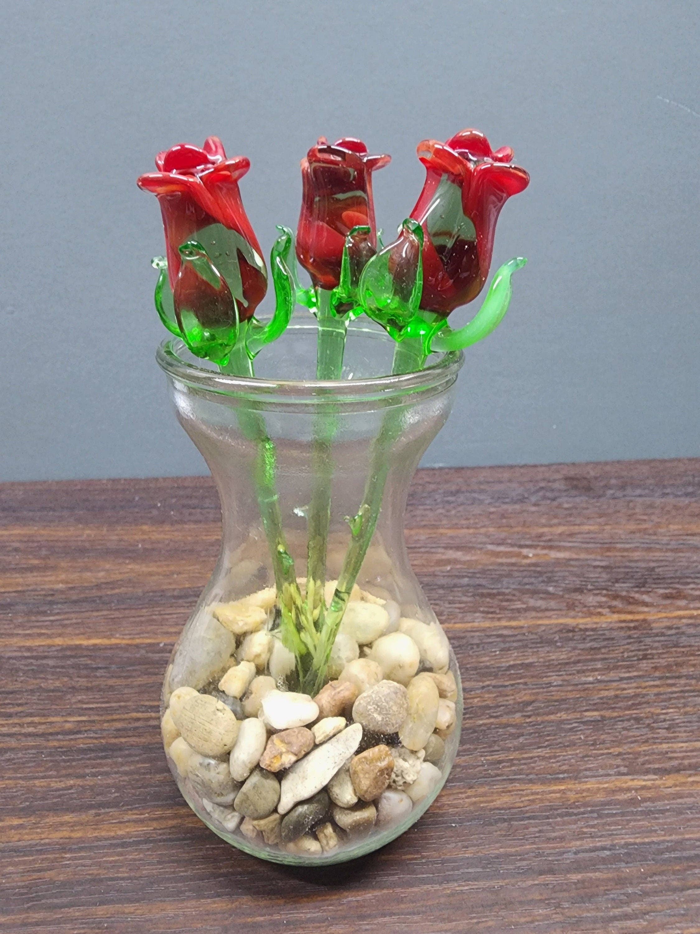 Red Glass Rose - Red Rose - Single Rose - Handmade Flower -