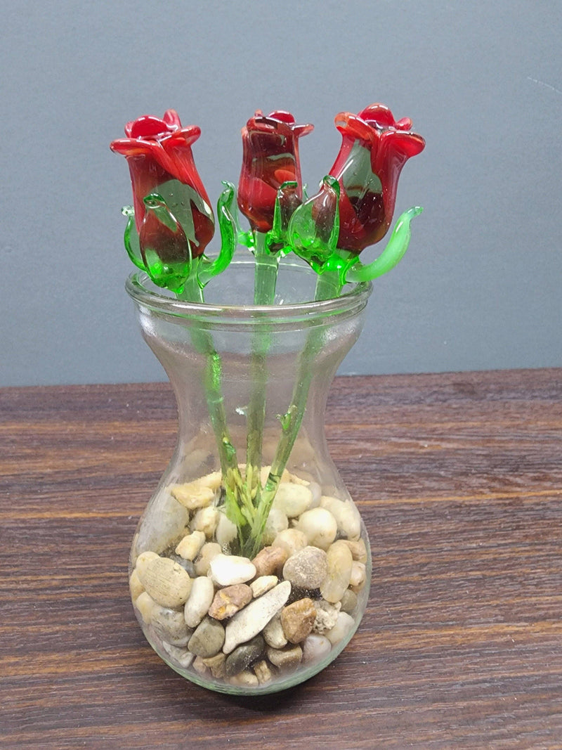 Red Glass Rose - Red Rose - Single Rose - Handmade Flower -