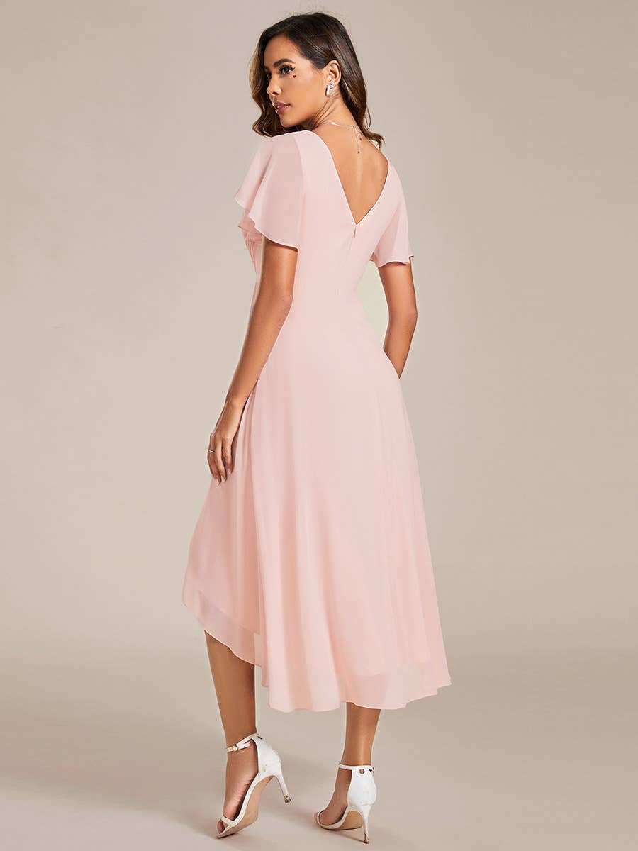 Pleated Ruffles Chiffon Wedding Guest Dresses