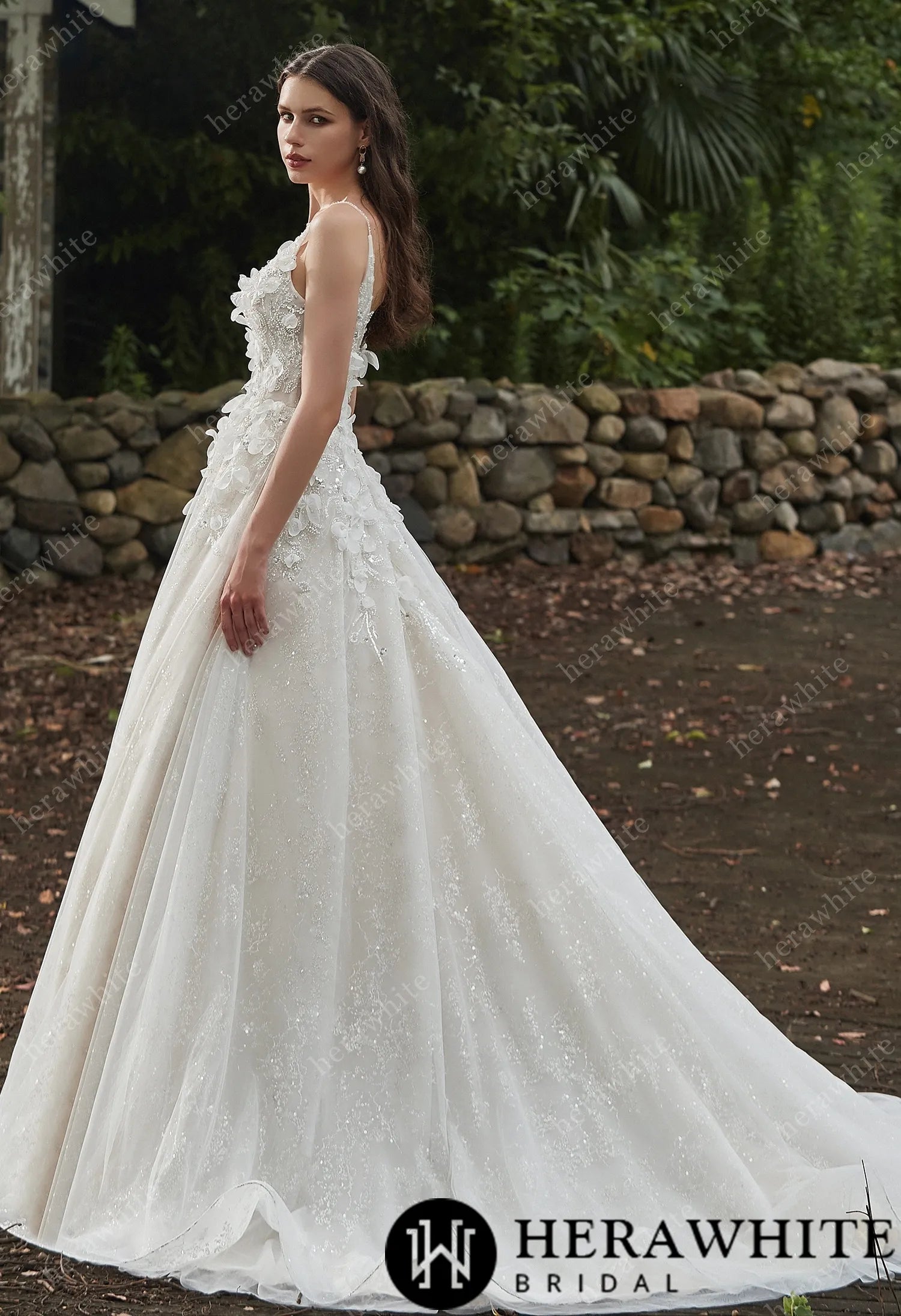 Sexy Beaded Spaghetti Strap Wedding Dress with 3D Flowers Forever & Always Sexy Beaded Spaghetti Strap Wedding Dress with 3D Flowers Forever & Always