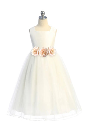 *SALE* Ivory Poly Silk Tulle Girls Dress with Plus Sizes