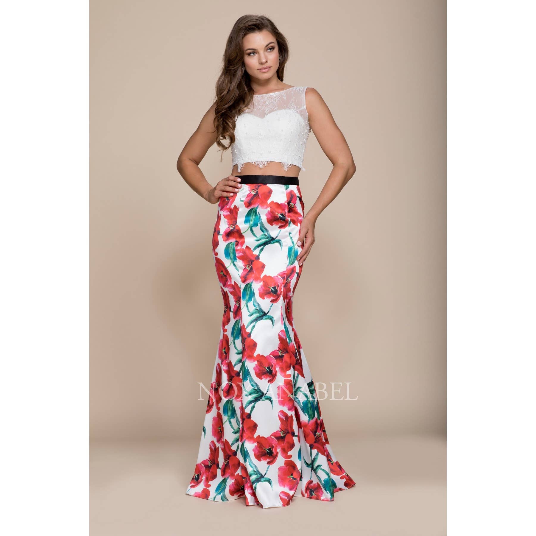 Floral Two-Piece Mermaid Dress for Women 8342