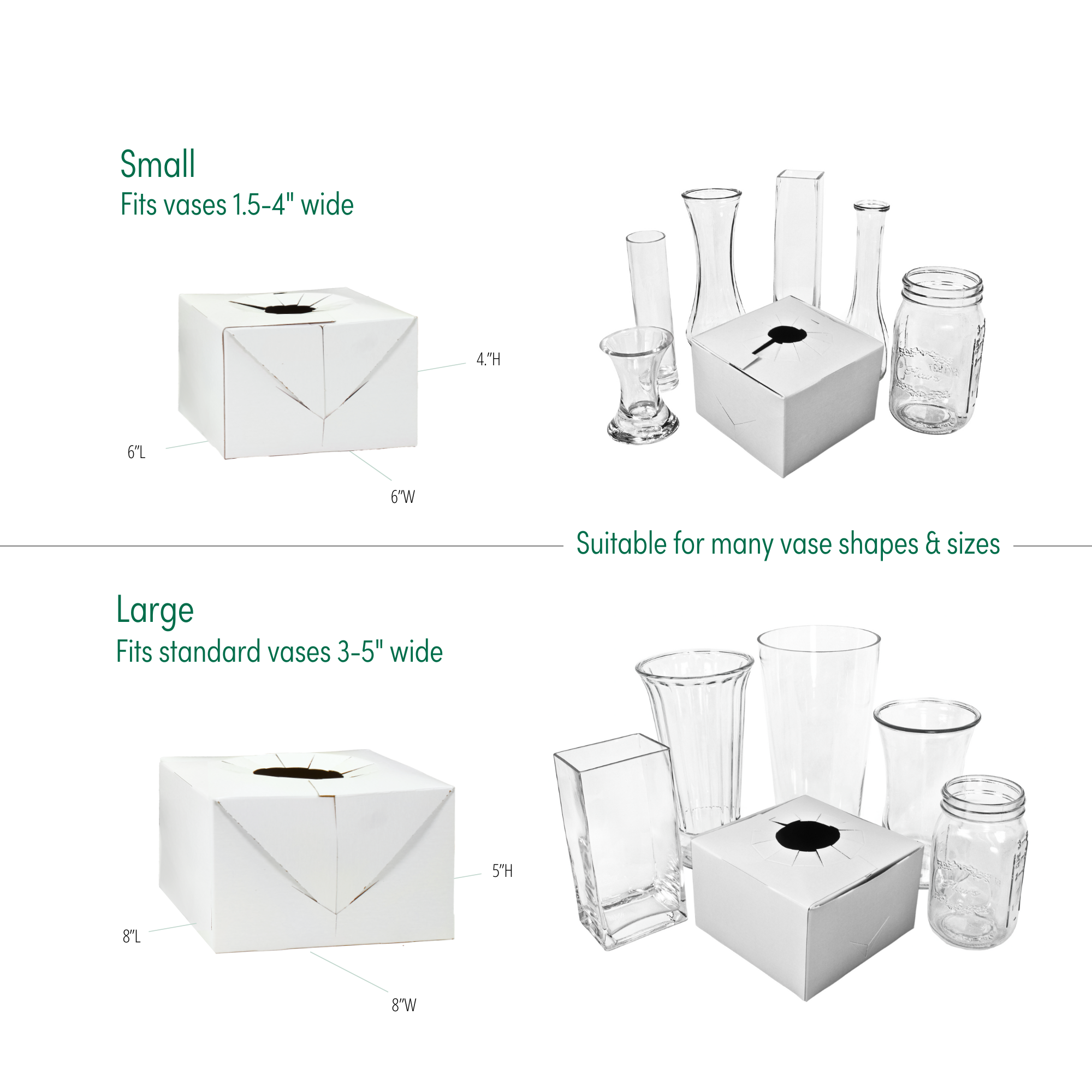 100PK | Quick Fold Floral Delivery Box for Vase Transport
